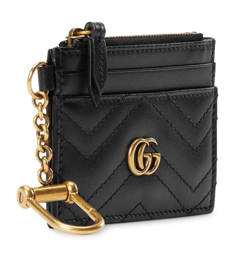 gucci key case wallet|GG Marmont keychain wallet in black leather .